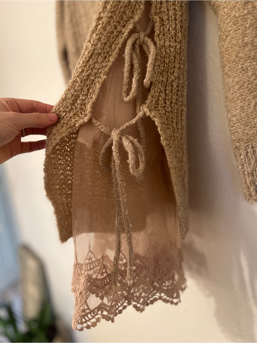Altar'd State Beige Boho Knit Tunic Sweater (M) - Picture 3 of 15